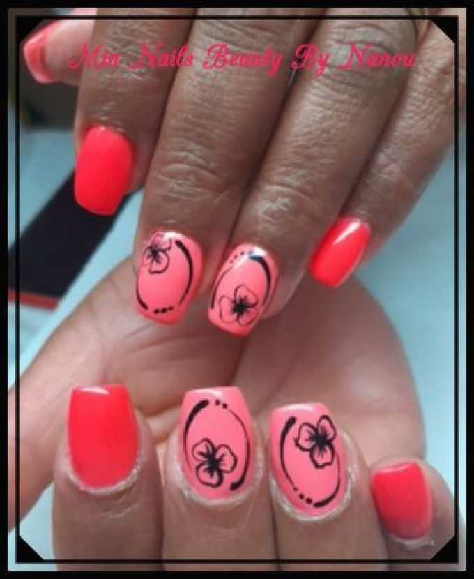 Pose complète extension gel chablon + décoration 